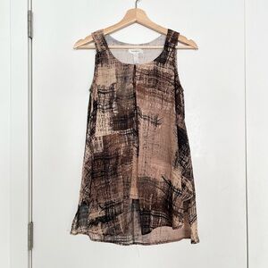 Dressbarn Women's Layered Top Size S Brown Ethereal Goddess Earthy Sleeveless